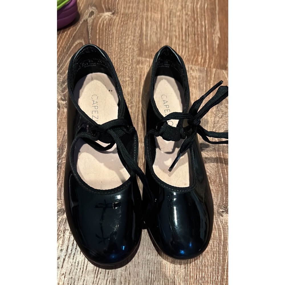 Capezio size 1 black tap shoes and size 1.5 Carmel jazz shoe